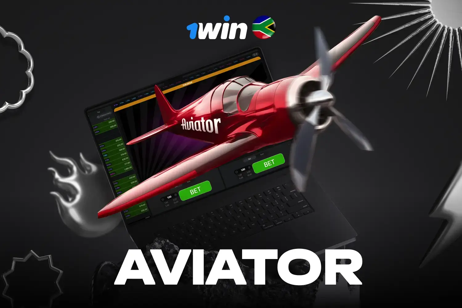 Gameplay screen of the Aviator crash game on 1win
