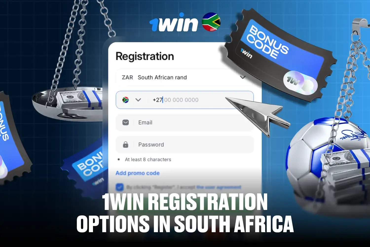 Registration interface on the 1win app showing quick and social sign-up options